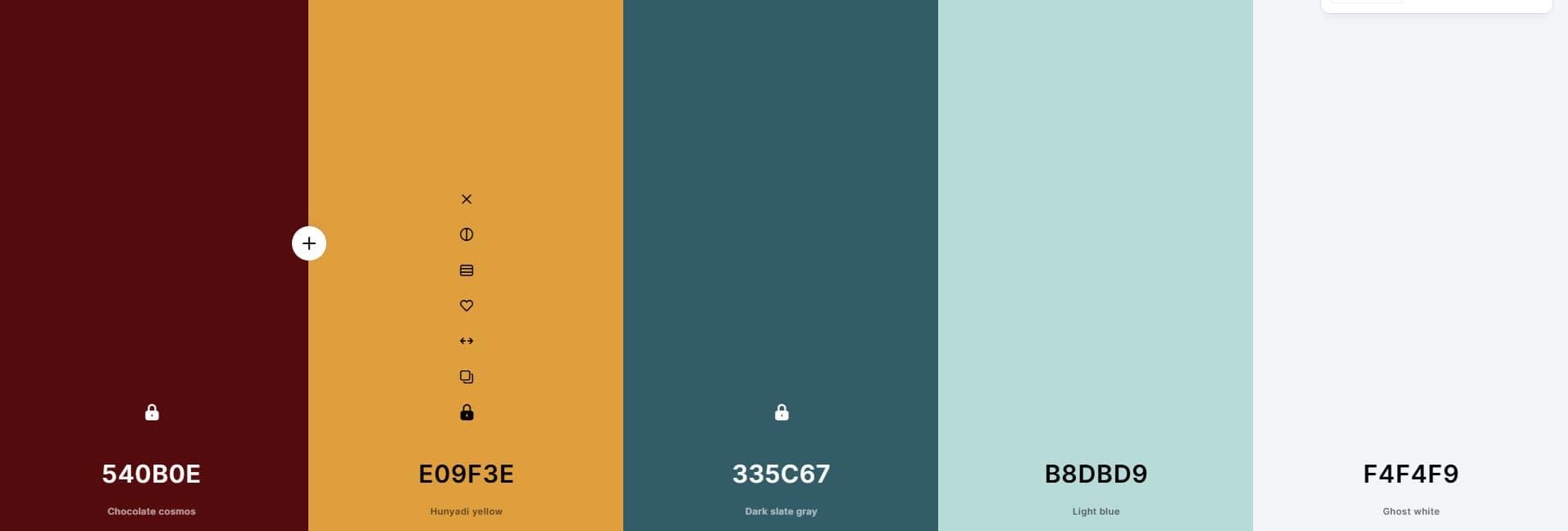 Final palette: deep red, amber, teal, pale teal and off-white